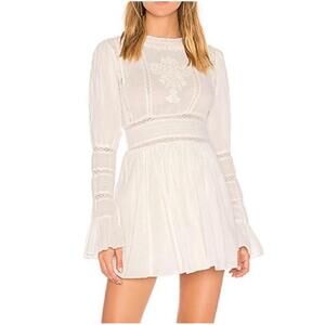 NWOT Free People Ivory Victorian Waisted CROCHET Mini Dress 2 Lace Cotton Womens